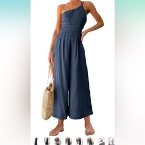 ANRABESS one shoulder romper Navy